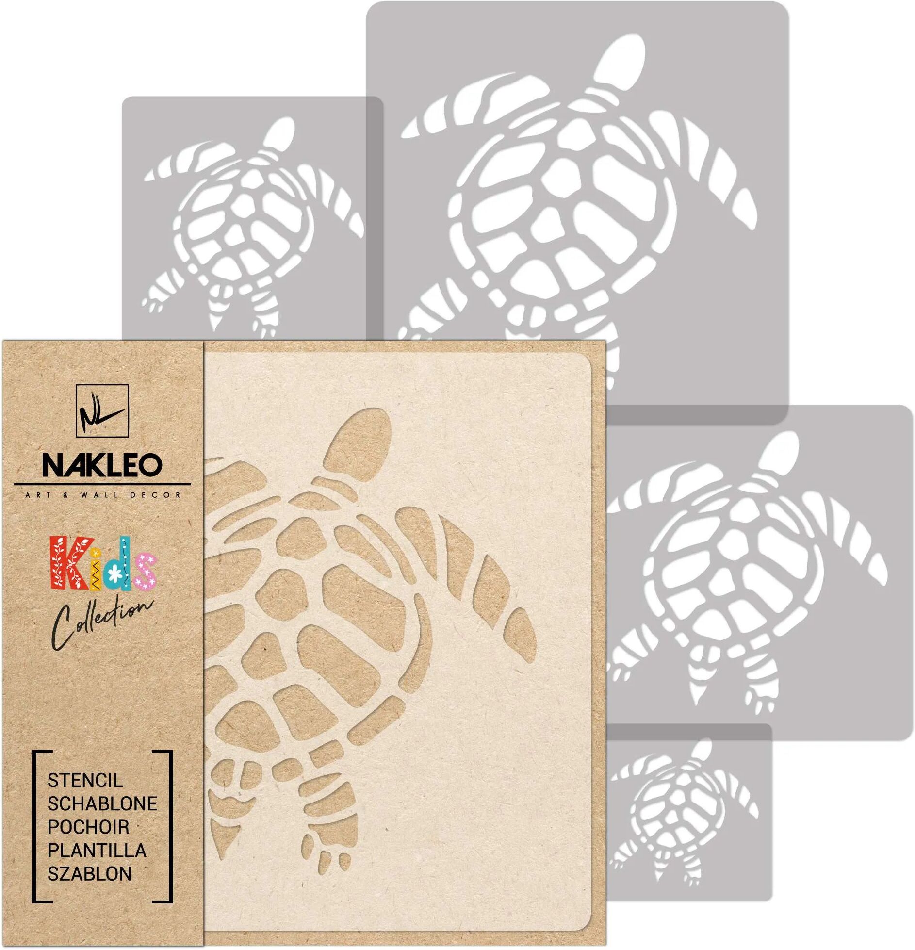 Nakleo KIDS Plantilla de plástico reutilizable (5 piezas) // TORTUGA MARINA