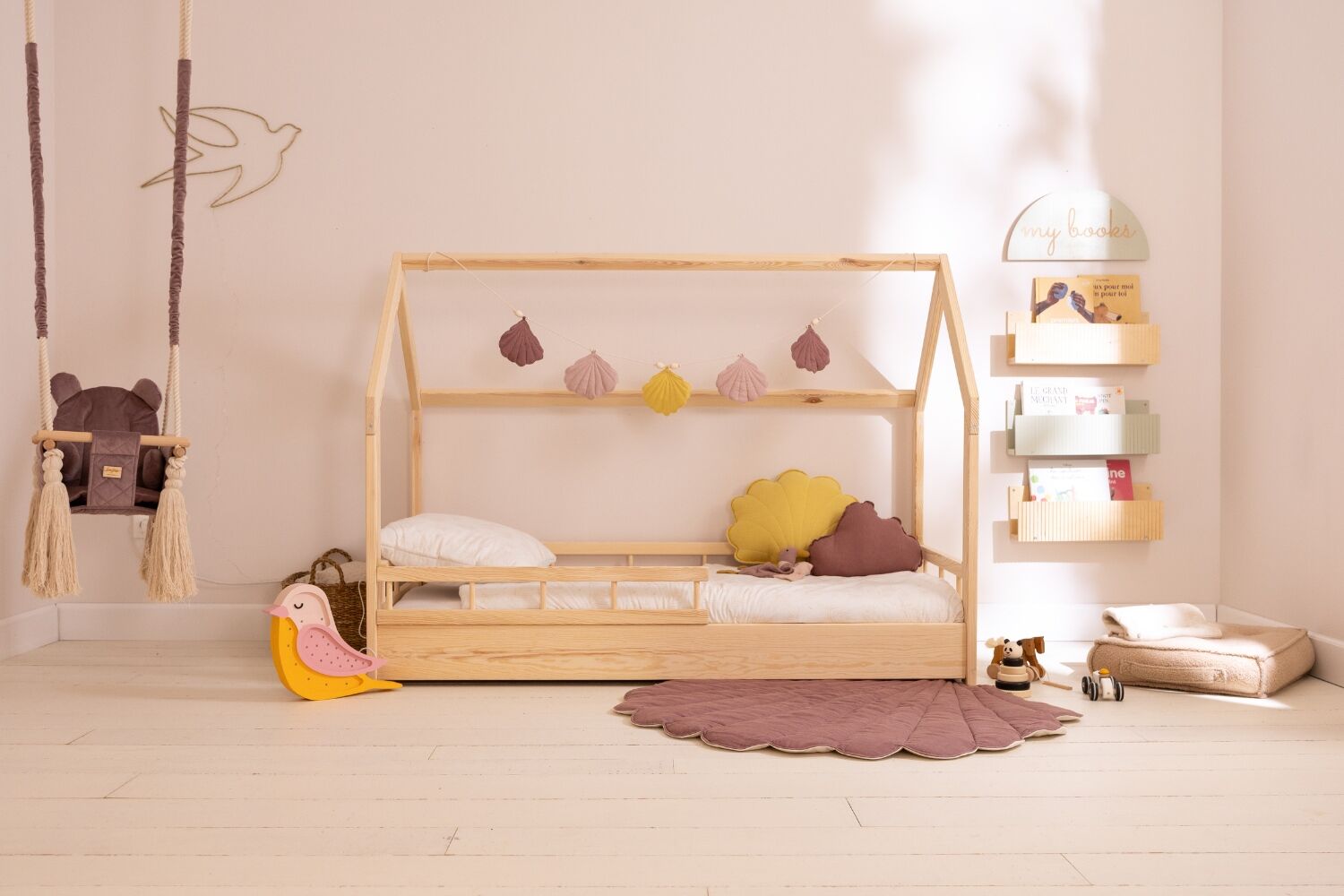 Mon Lit Cabane Cama Casita H Media Barrera 90x190 madera