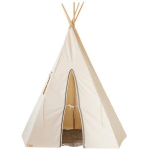 Mon Lit Cabane Tipi Pompón Gris blanco