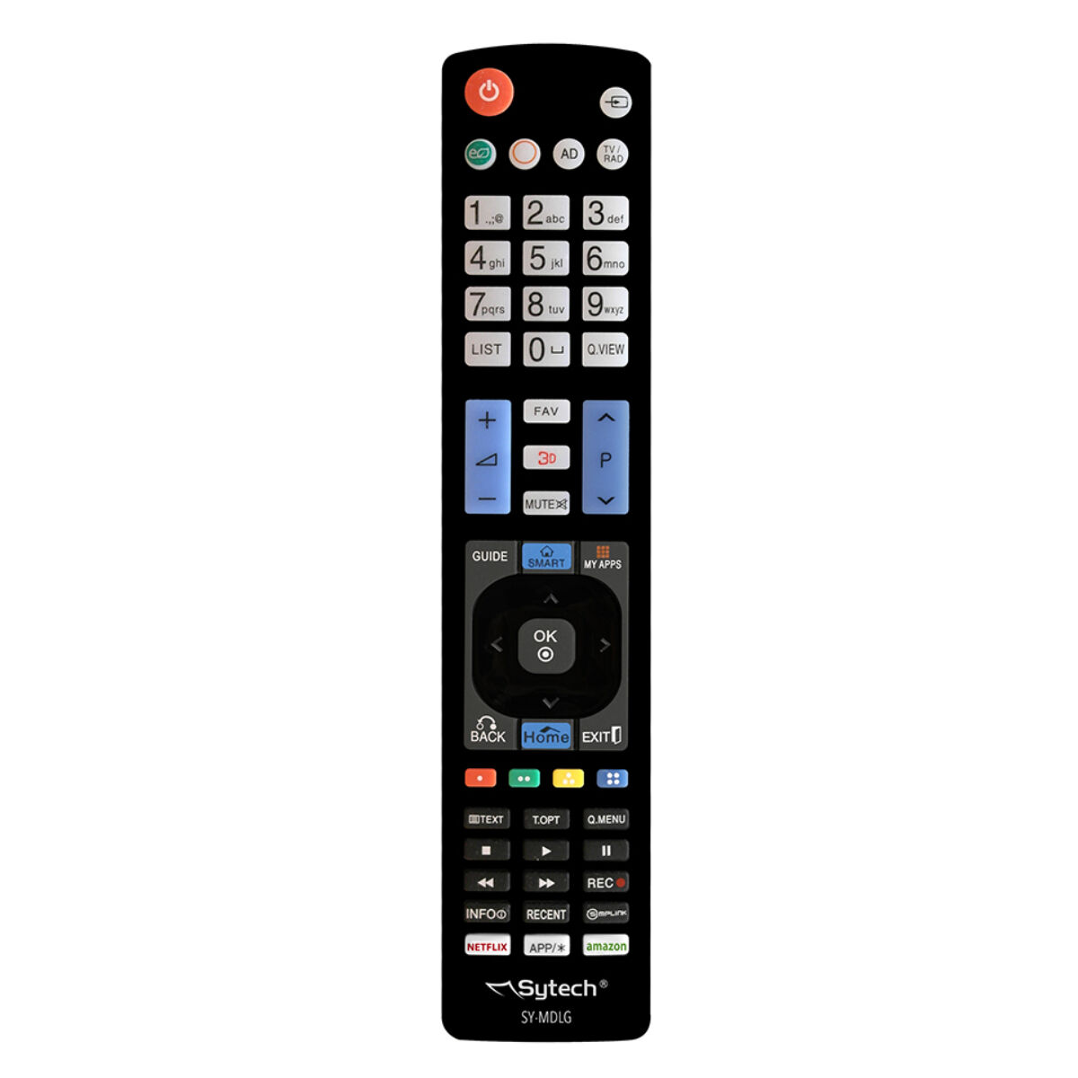 Sytech Mando a distancia compatible con televisores LG, , Uso inmediato sin necesidad de configuración, Compatible con la mayoria de los televisores LG, Teclas con acceso directo: Netflix, Amazon, Mando a distancia