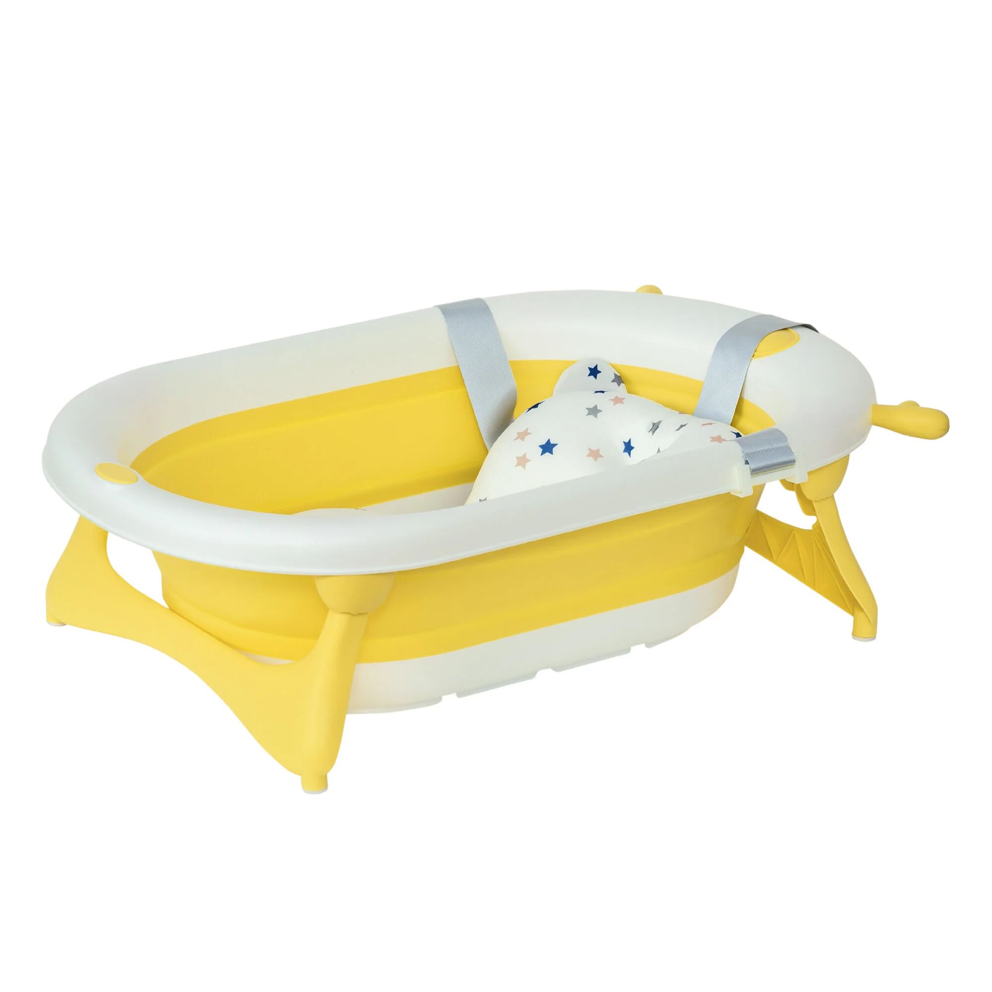 HOMCOM Bañera para bebé plegable con cojín homcom 81.5x50.5x23.5 cm amarillo
