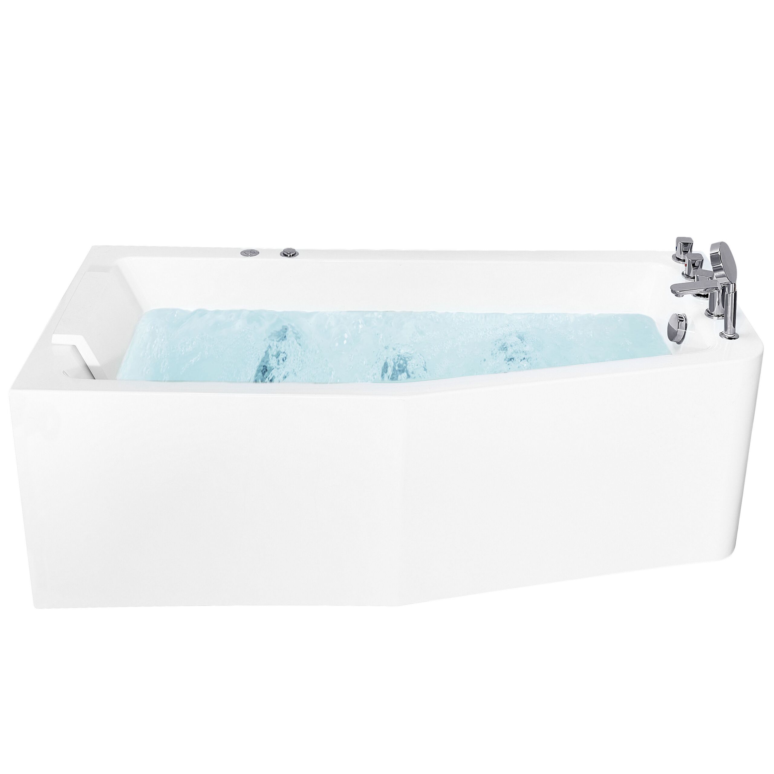Beliani bañera de hidromasaje esquinera de acrílico blanco/plateado derecho 170 cm talita