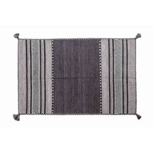 DMORA Kansas alfombra moderna, estilo kilim, 100% algodón, negro, 90x60cm