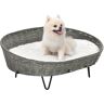 Cama para perros de mimbre con cojín lavable pawhut 76x59x32 cm gris