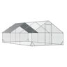 Gallinero de exterior acero galvanizado con techo pawhut 3x6x2 m plata