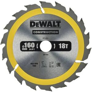 Dewalt dt1931-qz - hoja para sierra circular portátil para construcción 160x20mm 18d atb +20°