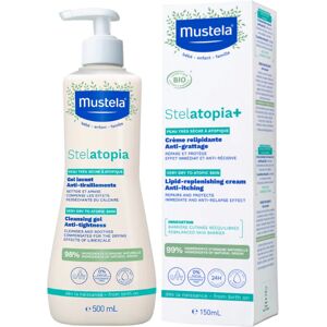 Mustela Bebé Stelatopia Gel Limpiador 500ml + Crema Regeneradora 150ml