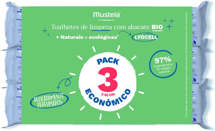 Mustela Baby Bio Toallitas Limpiadoras 3x60