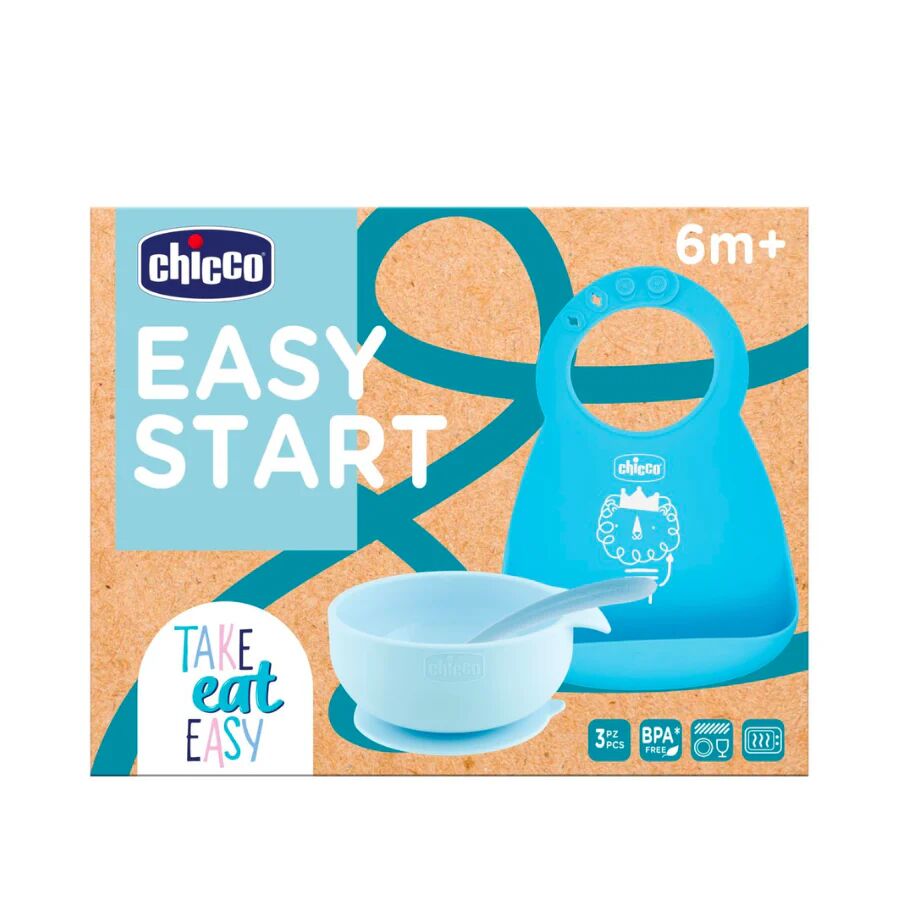 Chicco Set Papá Silicona Azul 6M+