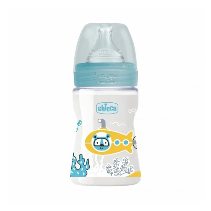 Chicco Biberón Bienestar Azul Flujo Lento 0M+150ml