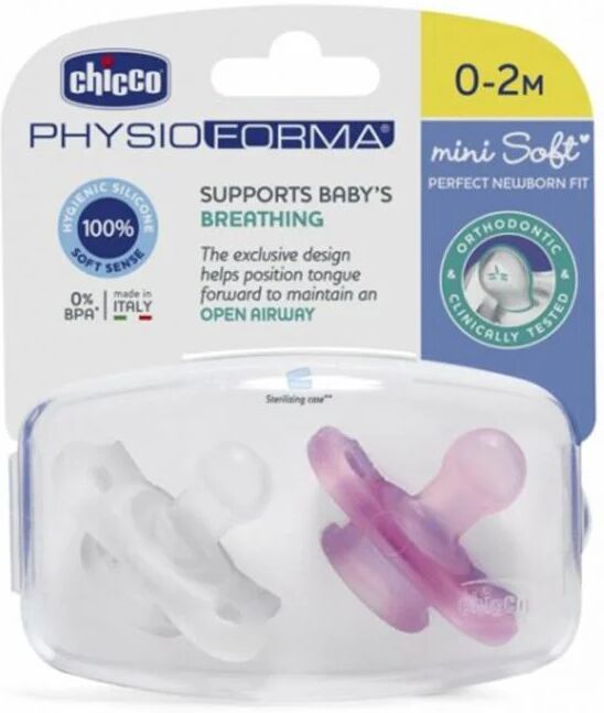 Chicco Physio Shape Mini Chupete Niña Suave 0-2m x2