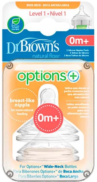 Dr Browns Tetina Dr Brown's Boca Ancha Nivel 1 0m+ x2