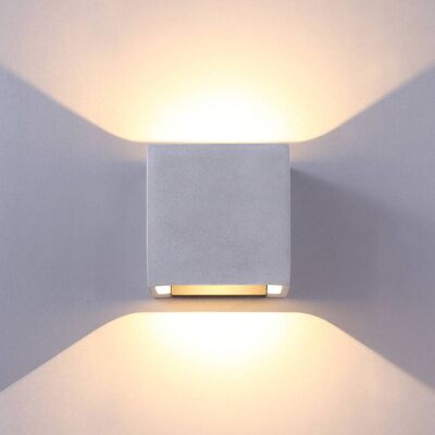 Lámpara de pared LED para exteriores Riak Lucande, Aluminio / Gris / Cinc, Cuarto de baño, Hormigón, Moderno, Lámpara de pared Led exterior Lámpara de pared LED para exteriores Riak Lucande, Aluminio / Gris / Cinc, Cuarto de baño, Hormigón, Moderno, Lámpara de pared Led exterior