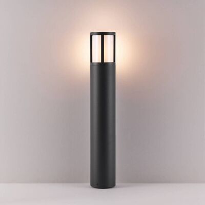 Lámpara de poste redonda opalina Facado II 65cm E27 20W Gris IP65 Lámpara de poste redonda opalina Facado II 65cm E27 20W Gris IP65