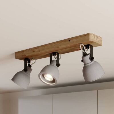 Lindby Spot Mitis, 50 cm, 3 luces, gris, madera, hormigón, GU10 Mitis Lindby, atenuable, Madera clara, Salón / Comedor, Hormigón, Diseño industrial, Foco Lindby Spot Mitis, 50 cm, 3 luces, gris, madera, hormigón, GU10 Mitis Lindby, atenuable, Madera clara, Salón / Comedor, Hormigón, Diseño industrial, Foco