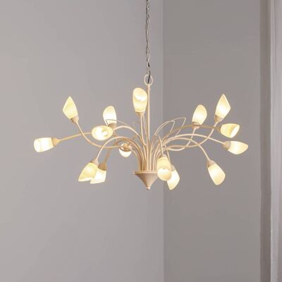 Lámpara colgante de cristal Gloriosa Jupiter, atenuable, Crema / Ámbar, Salón / Comedor, Metal, Lámpara colgante Lámpara colgante de cristal Gloriosa Jupiter, atenuable, Crema / Ámbar, Salón / Comedor, Metal, Lámpara colgante