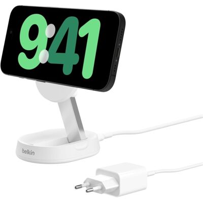 Base de carga inalámbrica Qi2 Convertible 15W Blanco de Belkin Base de carga inalámbrica Qi2 Convertible 15W Blanco de Belkin
