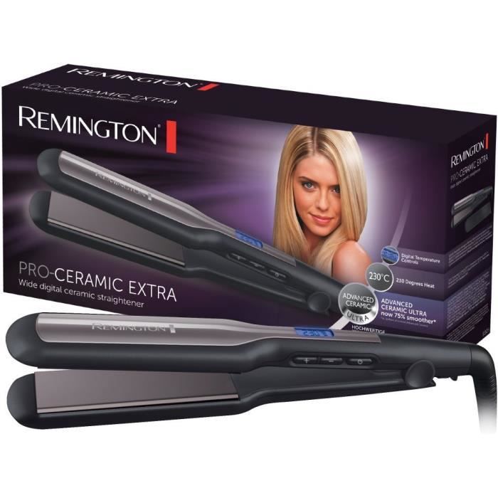 Remington Plancha de pelo Remington S5525, plancha de placa flotante de cerámica avanzada XL, temperatura ajustable, fácil alisado