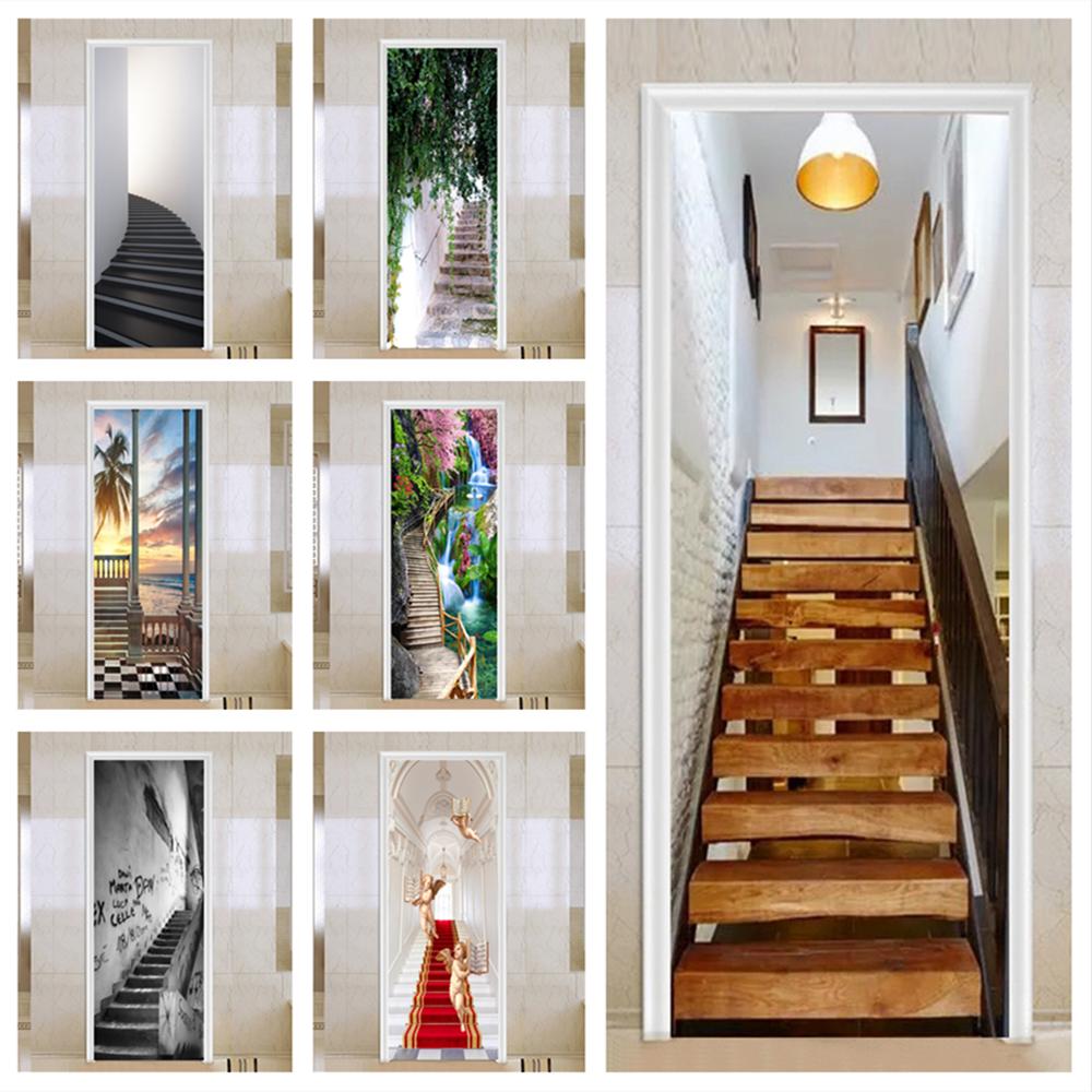 Sticker House Película para escaleras, pegatinas para puerta, decorativas, impermeables, autoadhesivas, pegatinas para escaleras, murales, muebles, baño y cocina