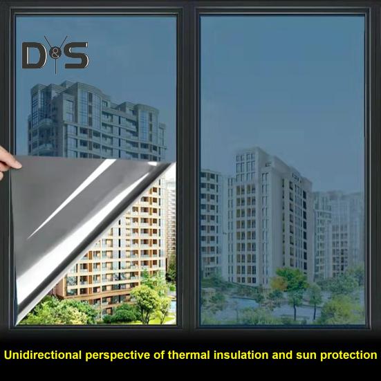DYS Home Decor Material de PVC Película de ventana de protección solar Perspectiva unidireccional útil 200cmx45cm Anti-mirada Protector solar Pegatina de ventana