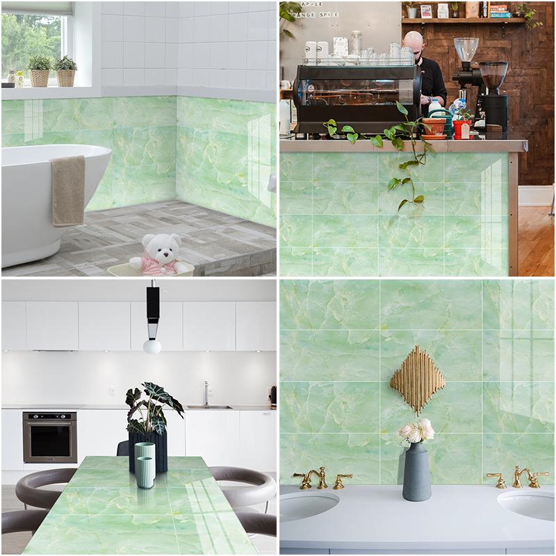 Sticker House Decoración de pared impermeable autoadhesiva resistente al aceite con patrón de mármol de cristal para decoración del hogar, pegatina de azulejos, pegatina de vinilo para pared de cocina