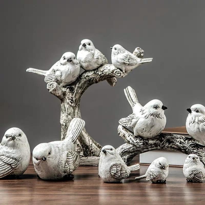 NooLim Resin pastoral pájaro ornamento mesa artesanía sala de estar figuras animales decoración hogar muebles