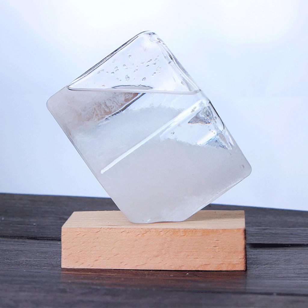 Hcj (SU)Botella de artículos meteorológicos de cubo de agua, cristal transparente de escritorio colorido, 300ML