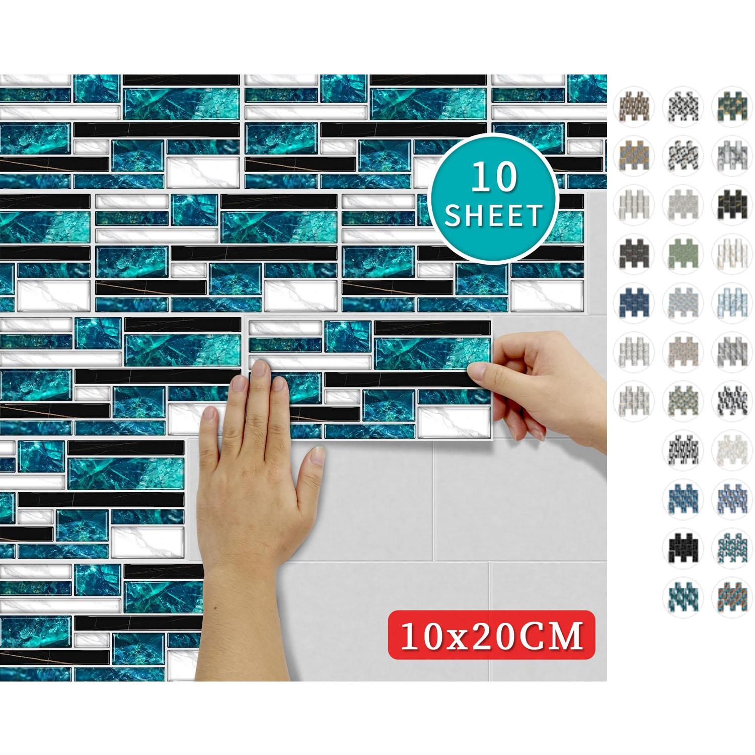 Sticker House Pegatinas de azulejos de pared de cocina impermeables, textura de mosaico de mármol, calcomanías de baño, papel tapiz autoadhesivo a prueba de aceite, 10 Uds.
