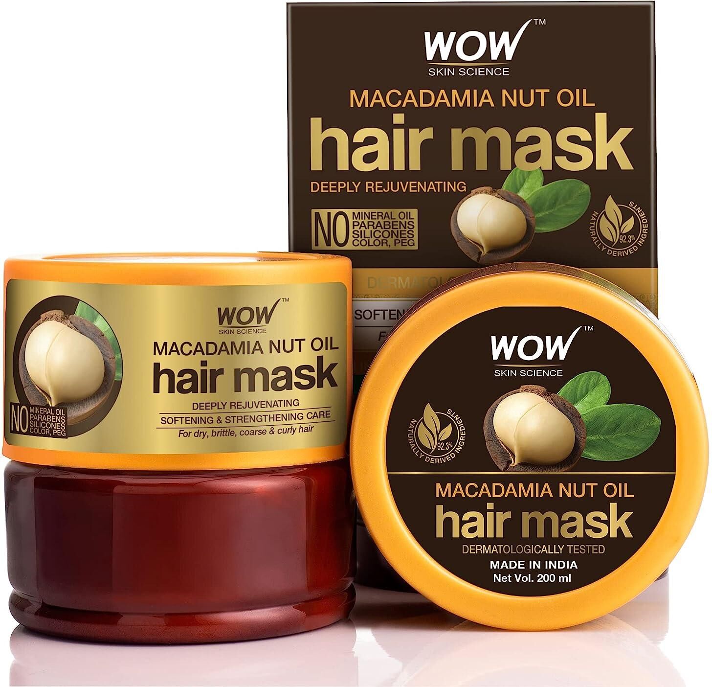 wild-era WOW Skin Science Macadamia Hair Mask - Rejuvenecedor profundo - Para cabello seco, quebradizo, grueso y rizado - Sin aceite mineral, - 200 ml