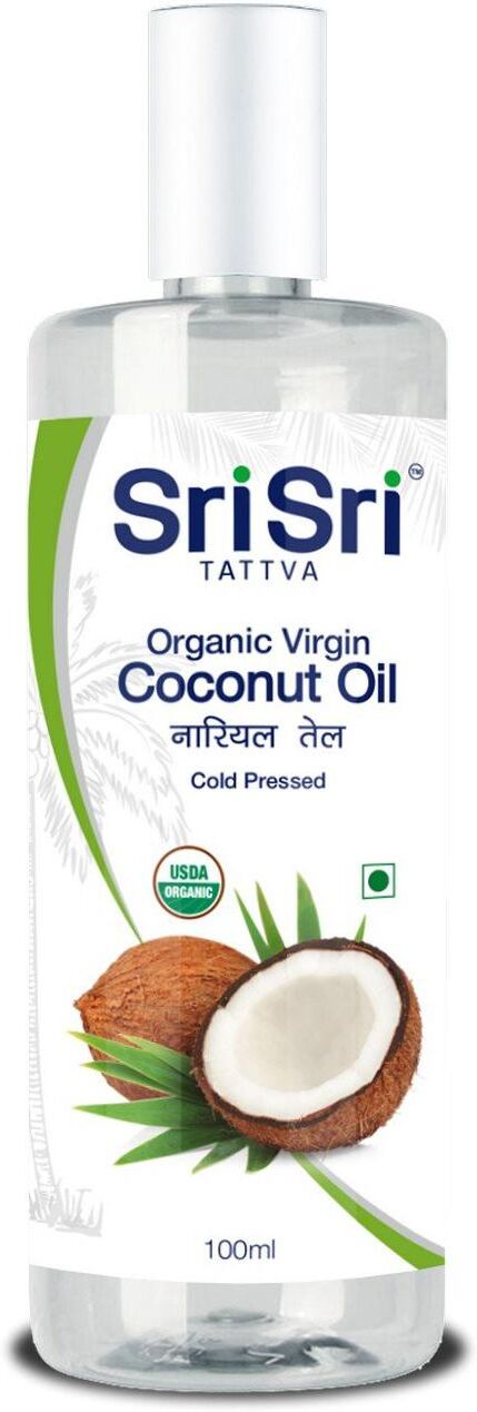 Aceite de coco prensado en frío (100 ml), Aceite de coco virgen orgánico Sri Sri Tattva