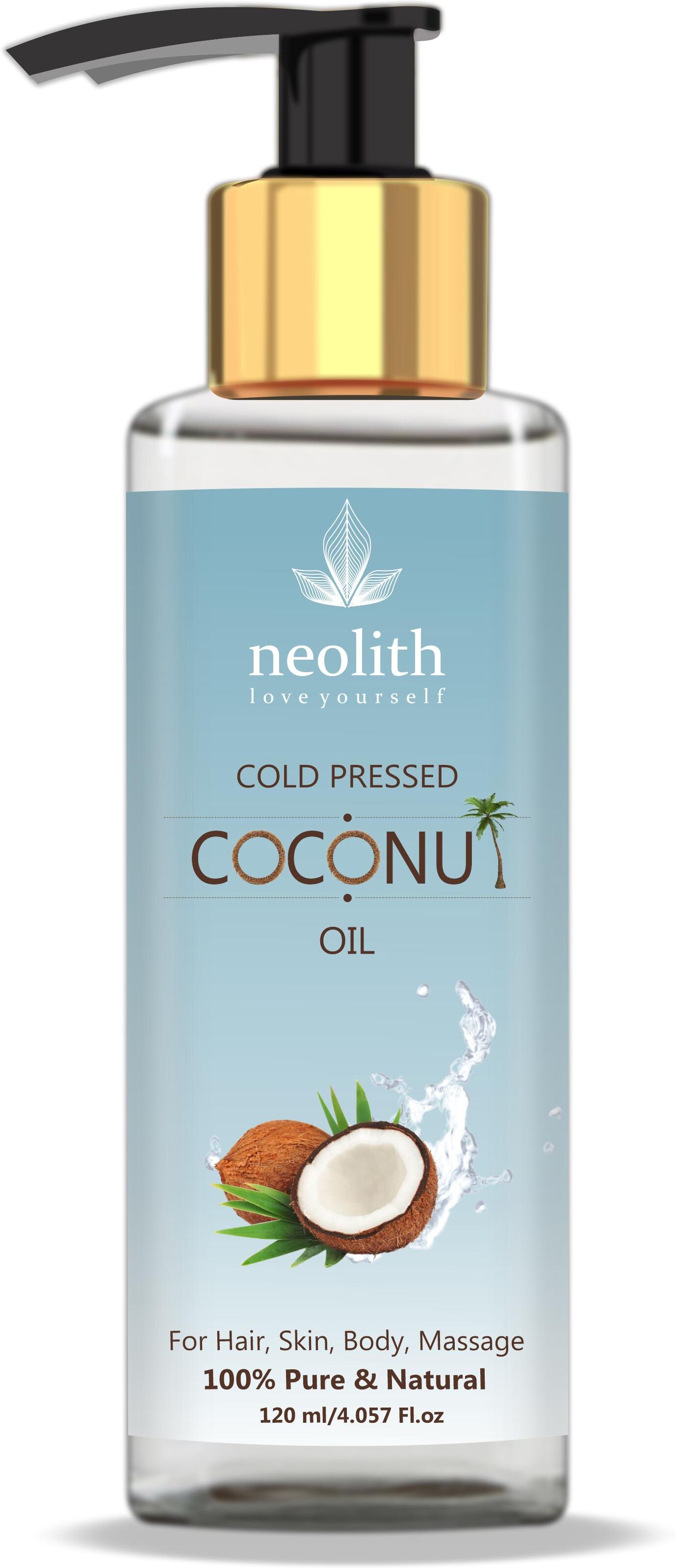 Aceite de coco 100% puro, natural y prensado en frío de Neolith Para cabello seco y encrespado, cuero cabelludo seco, piel y cuerpo 120ML