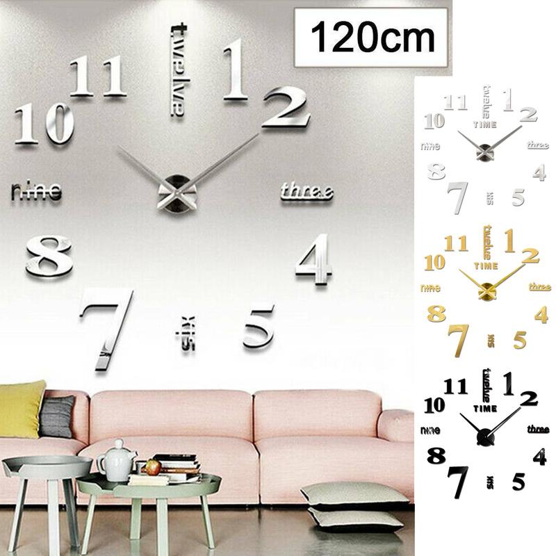 ADA Reloj de pared con números 3D grandes, pegatina de espejo de superficie, decoración para el hogar y la Oficina, bricolaje