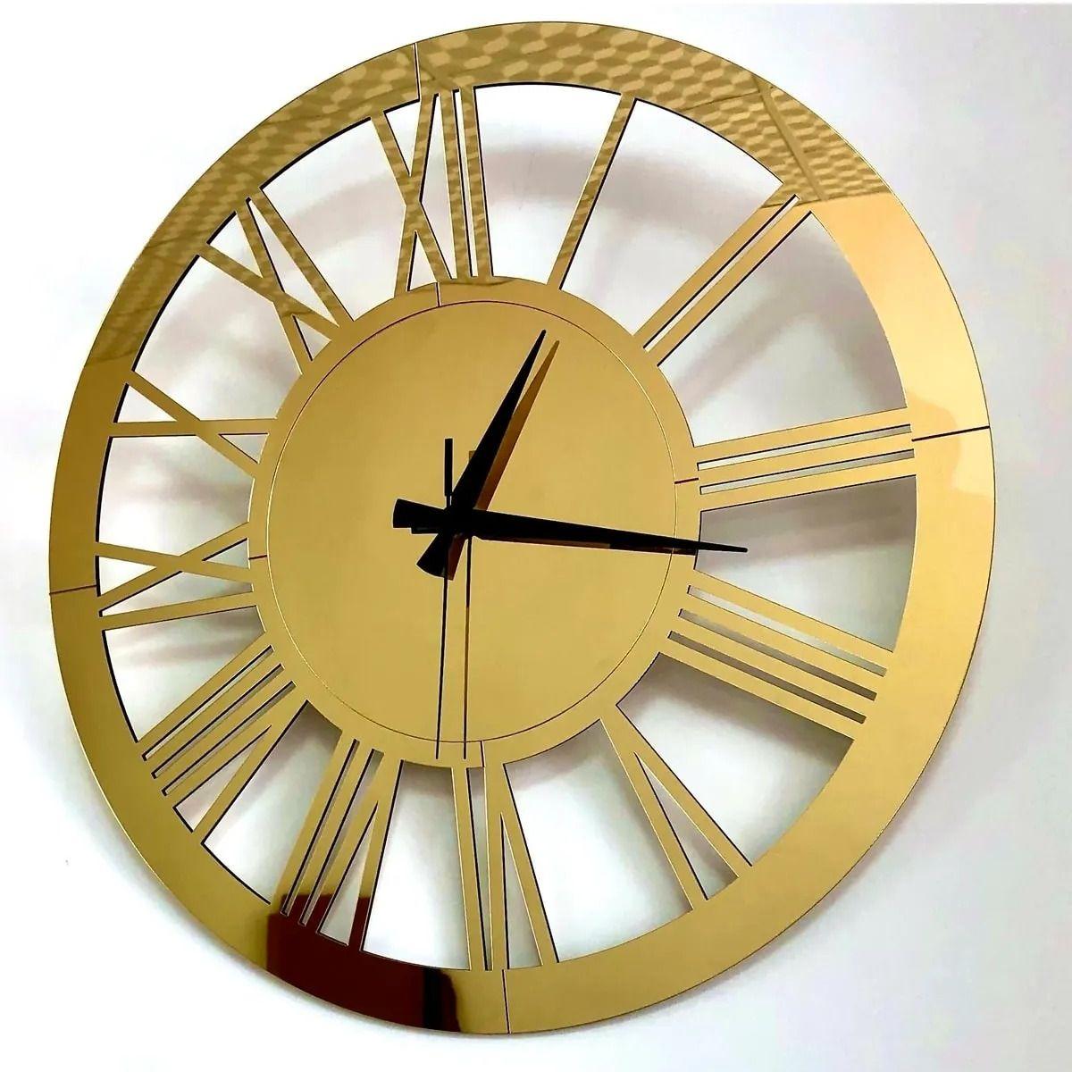 Evocative Home Reloj de pared dorado moderno, plexiglás silencioso con espejo Mdf, relojes decorativos grandes para decoración de sala de estar