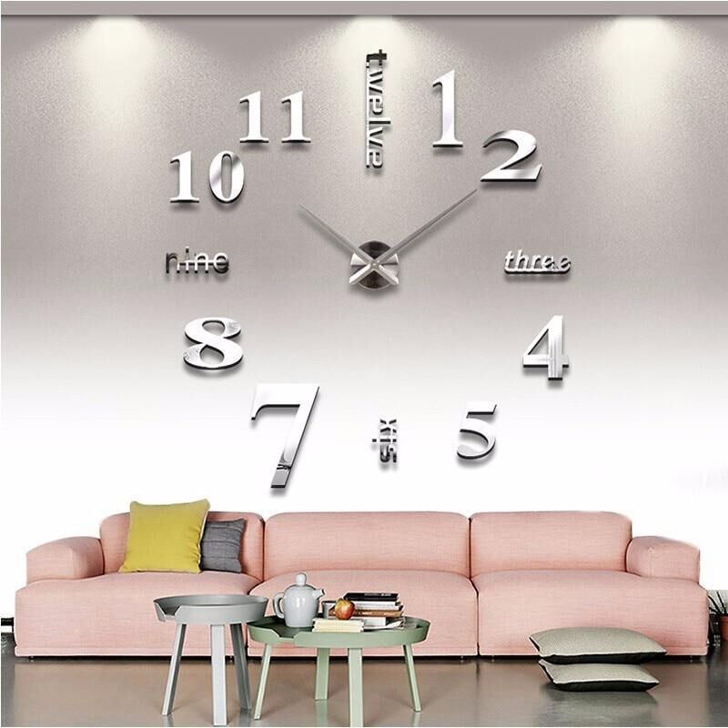 Sweet Lovely Decoración del hogar Reloj de pared con espejo grande diseño moderno 3D DIY grandes relojes de pared decorativos reloj de pared