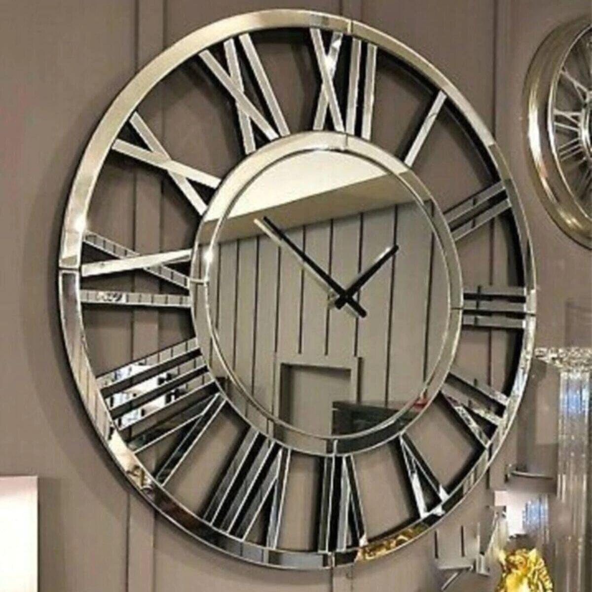 Evocative Home Reloj de pared de plexiglás con espejo de diseño moderno, tamaño grande, flujo silencioso, hogar, sala de estar, oficina, decoración y reloj