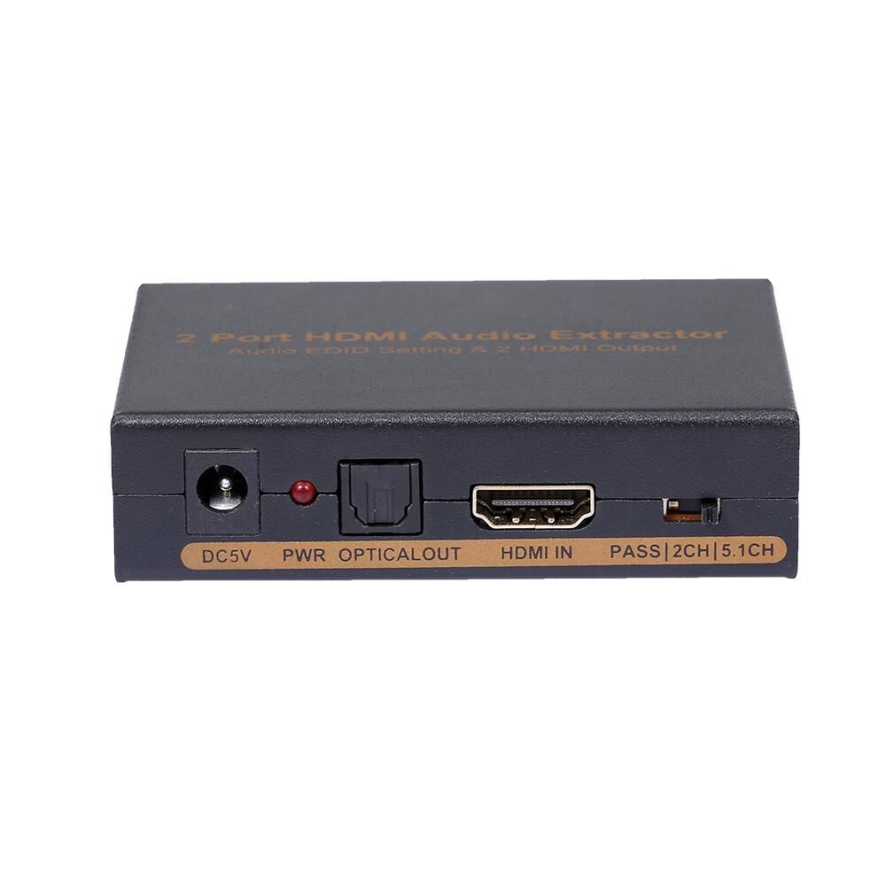 TOMTOP JMS NK-912 Conmutador de vídeo divisor HDMI de 2 puertos Extractor de audio Configuración EDID de audio 2 salidas HDMI Enchufe europeo
