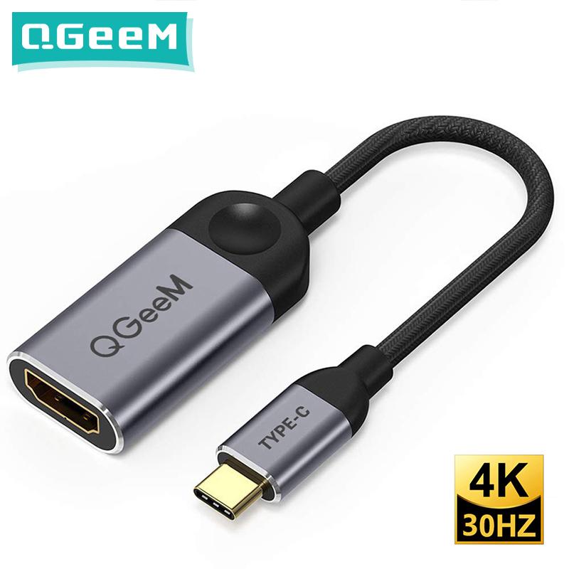 QGEEM USB C a HDMI Adaptador Cable 4K 30Hz Tipo-c a HDMI para huawei mate 20 macBook pro ipad pro hdmi hembra a usb tipo c