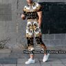 xuhaijian02 Chándal de lujo de verano para hombre, 2 piezas, camiseta con estampado simétrico Vintage, conjunto de pantalones, traje Retro, ropa informal para hombre para correr