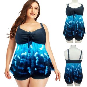 Fashion Swimsuit Nuevo Traje de baño de talla grande 3XL de dos piezas para mujer, Boxer Tankini con estampado Vintage, traje de baño de talla grande, falda para la playa, traje de baño
