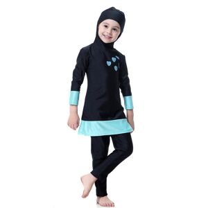 Joyway Traje de baño musulmán para niñas, traje de baño islámico de dos piezas de manga larga con cubierta completa, ropa de playa