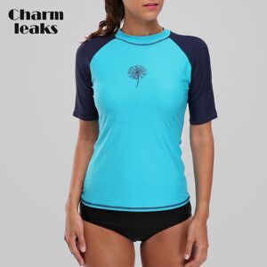 CharmLeaks Camiseta de manga corta UV Rashguard para mujer, camiseta para nadar, camiseta Tankini, Top Rashguard