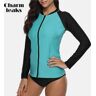 Charmleaks-bañador de manga larga con cremallera para mujer, traje de baño Rashguard para correr, camisas para senderismo, Top para surfear UPF50+, traje de baño