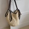 Yogodlns moda Rattan mujeres bolsos de hombro Wikcer tejidos bolsos femeninos de gran capacidad summer beach sacos de paja