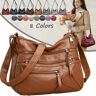 Musk Bolso de hombro de cuero suave con múltiples bolsillos a la moda para mujer, bolso cruzado, bolsos casuales, bolso de mensajero