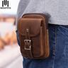 Riñoneras de cuero genuino MISFITS, riñonera de viaje Vintage para hombre con soporte para pasaporte, cinturón, bolsa para teléfono para hombre, riñonera con gancho pequeño