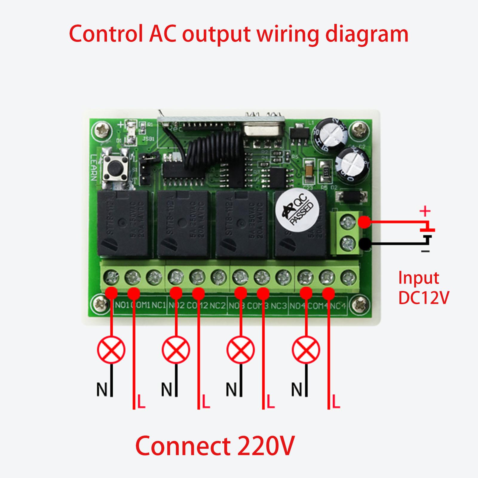 macrocosm RF Remote DC 6V 12V 24V 30V 4 canales Universal 315Mhz / 433Mhz Controlador para receptor y transmisor de relé de puerta de garaje