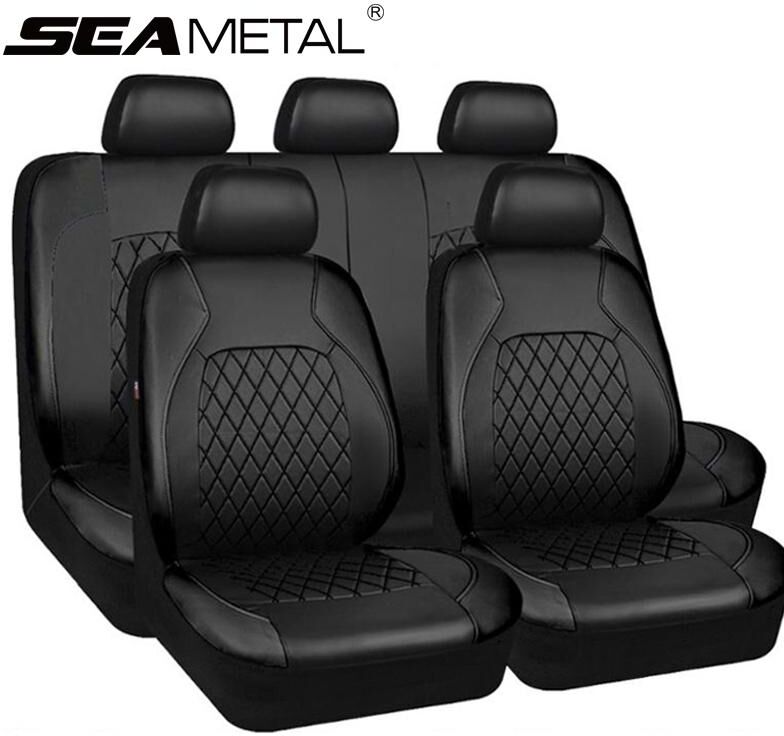 Fundas de asiento de coche SEAMETAL, funda de asiento Universal de cuero Compatible con Airbag, accesorios interiores de automóvil que se adaptan a la mayoría de los coches