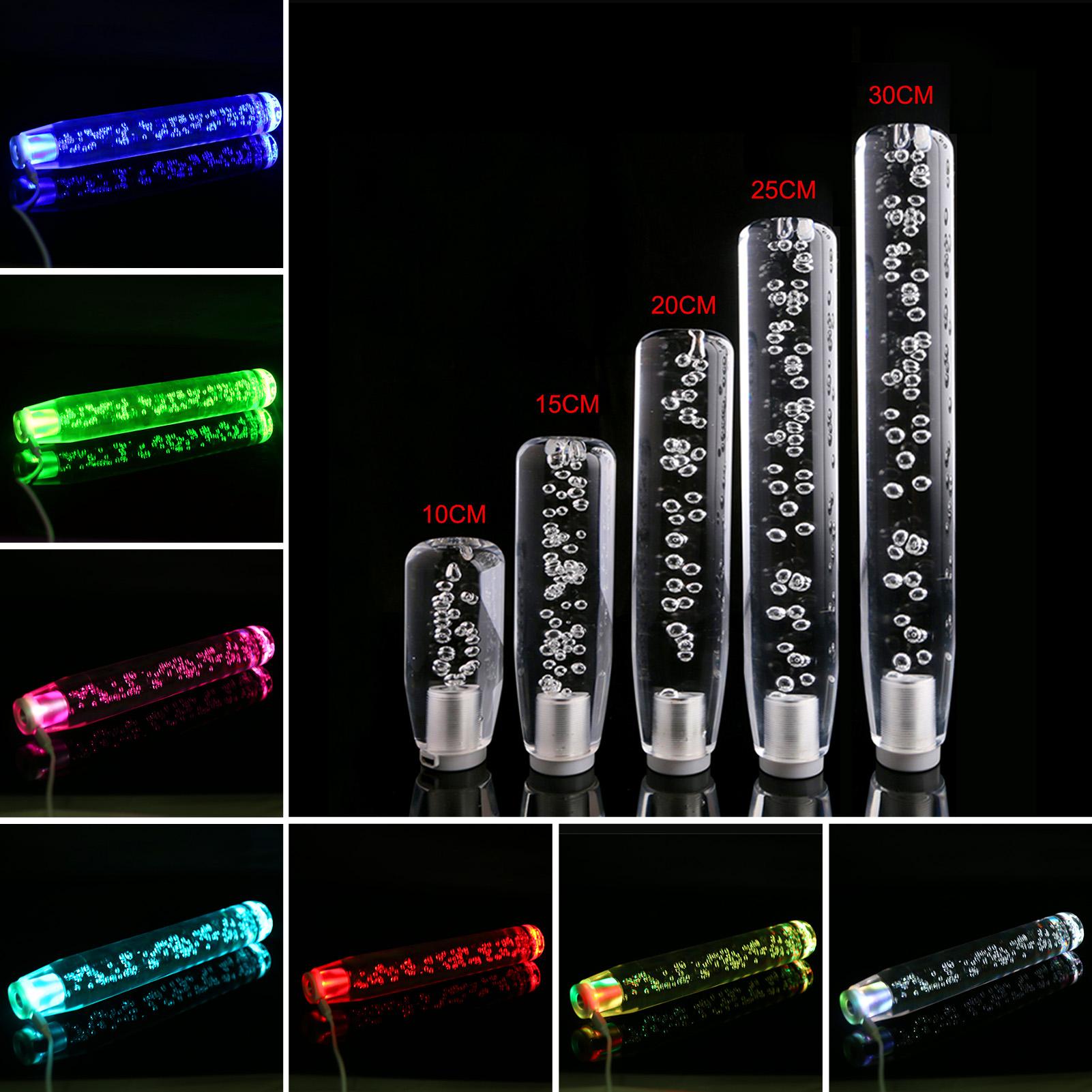 VehicleKit Perilla de cambio RGB con luz LED, palanca de cambios de cristal transparente con burbujas, 10cm/15cm/20cm/25cm/30cm, perilla de cambio degradado multicolor universal