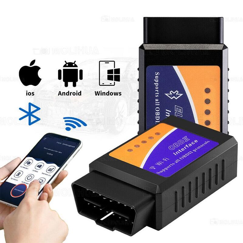 Etherealkhe Dispositivo de prueba KFZ de diagnóstico de coche Wifi ELM327 Bluetooth OBD2 OBDII para Android IOS