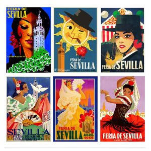 Lienzo Pinturas Cuadros Vintage Kraft Posters Coated Wall Stickers Home Decoration Gift España Andalucía Sevilla Viajes Sin Marco